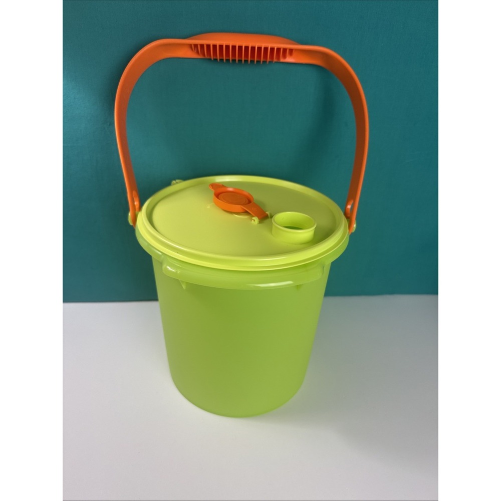 Tupperware Bucket Jug Container With Handle 12.5 cup / 5L On The Go Green Orange
